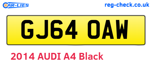 GJ64OAW are the vehicle registration plates.