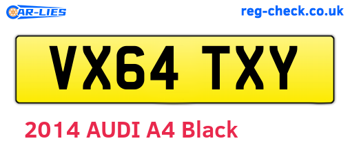 VX64TXY are the vehicle registration plates.