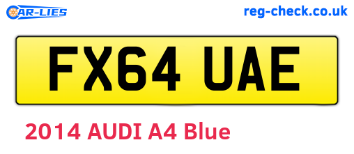 FX64UAE are the vehicle registration plates.