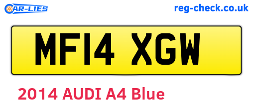 MF14XGW are the vehicle registration plates.