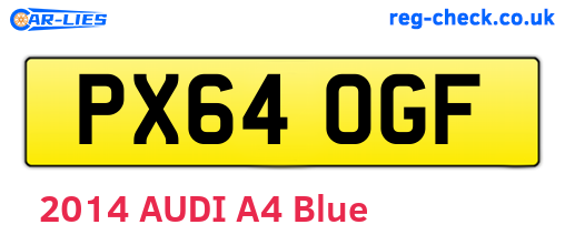 PX64OGF are the vehicle registration plates.