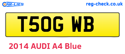 T50GWB are the vehicle registration plates.