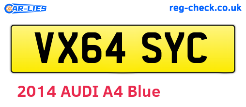 VX64SYC are the vehicle registration plates.