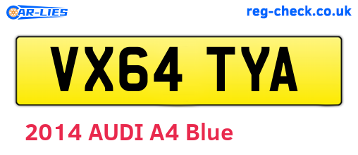 VX64TYA are the vehicle registration plates.