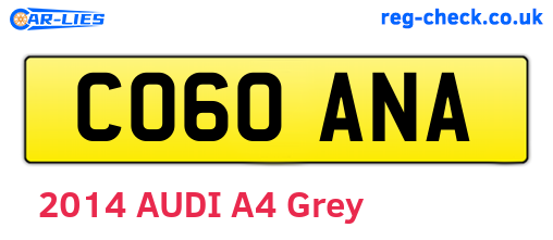 CO60ANA are the vehicle registration plates.