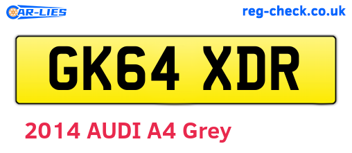 GK64XDR are the vehicle registration plates.