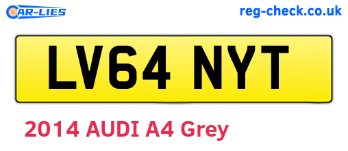 LV64NYT are the vehicle registration plates.