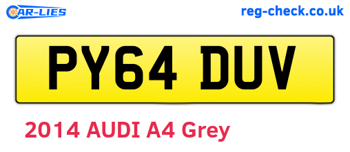 PY64DUV are the vehicle registration plates.