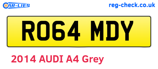 RO64MDY are the vehicle registration plates.