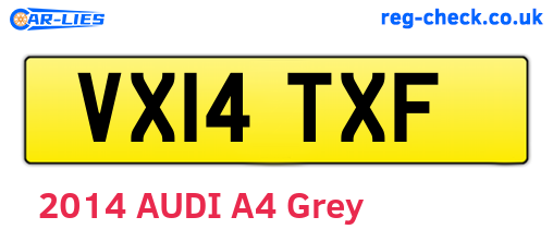 VX14TXF are the vehicle registration plates.