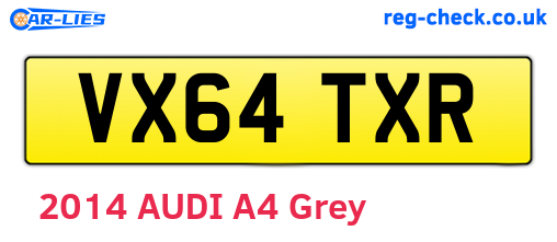 VX64TXR are the vehicle registration plates.