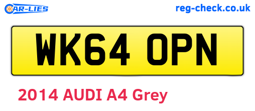WK64OPN are the vehicle registration plates.