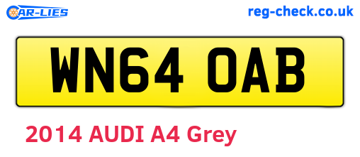 WN64OAB are the vehicle registration plates.
