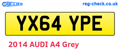 YX64YPE are the vehicle registration plates.