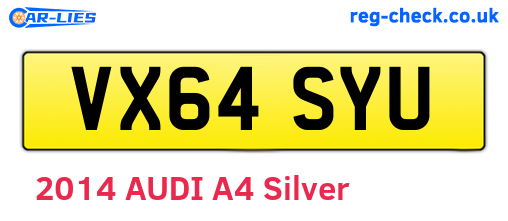 VX64SYU are the vehicle registration plates.