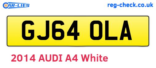 GJ64OLA are the vehicle registration plates.