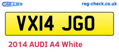 VX14JGO are the vehicle registration plates.