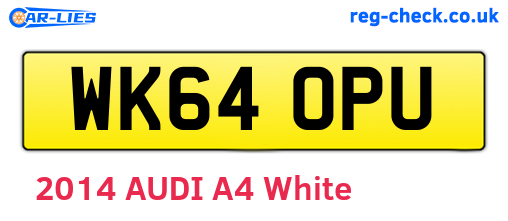 WK64OPU are the vehicle registration plates.