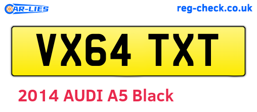 VX64TXT are the vehicle registration plates.