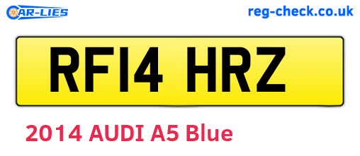RF14HRZ are the vehicle registration plates.