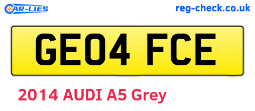 GE04FCE are the vehicle registration plates.