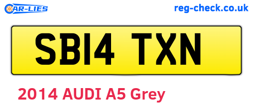 SB14TXN are the vehicle registration plates.