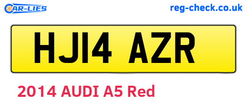 HJ14AZR are the vehicle registration plates.
