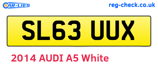 SL63UUX are the vehicle registration plates.