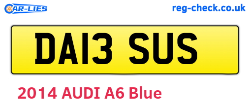 DA13SUS are the vehicle registration plates.