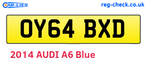 OY64BXD are the vehicle registration plates.