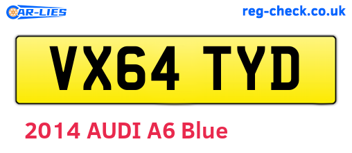 VX64TYD are the vehicle registration plates.