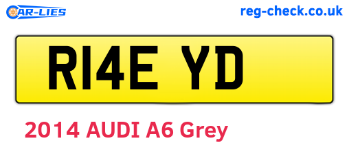 R14EYD are the vehicle registration plates.