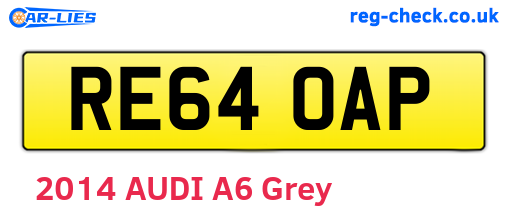 RE64OAP are the vehicle registration plates.