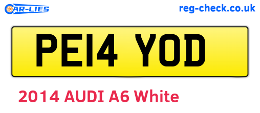 PE14YOD are the vehicle registration plates.