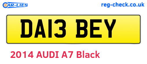DA13BEY are the vehicle registration plates.
