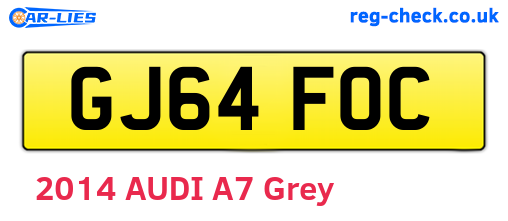 GJ64FOC are the vehicle registration plates.