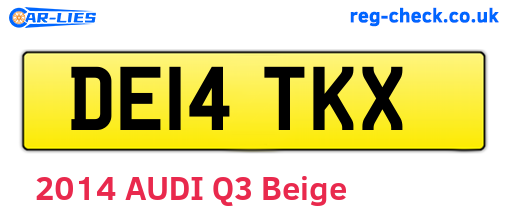 DE14TKX are the vehicle registration plates.