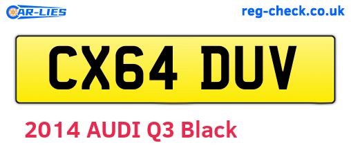 CX64DUV are the vehicle registration plates.