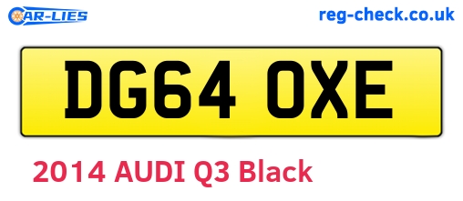 DG64OXE are the vehicle registration plates.