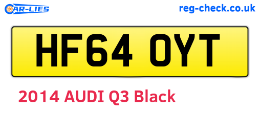 HF64OYT are the vehicle registration plates.