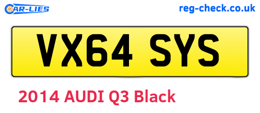 VX64SYS are the vehicle registration plates.