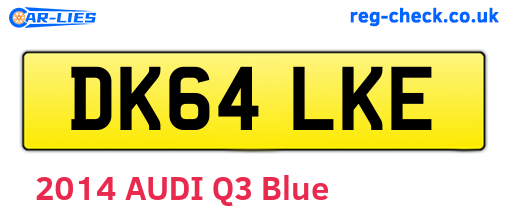 DK64LKE are the vehicle registration plates.