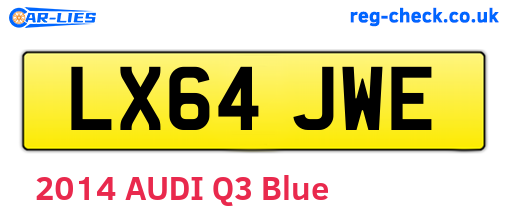 LX64JWE are the vehicle registration plates.