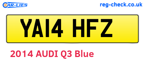 YA14HFZ are the vehicle registration plates.