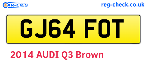 GJ64FOT are the vehicle registration plates.