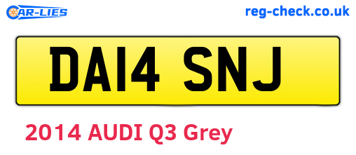 DA14SNJ are the vehicle registration plates.
