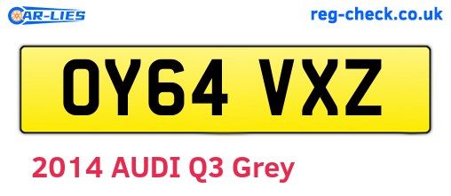 OY64VXZ are the vehicle registration plates.
