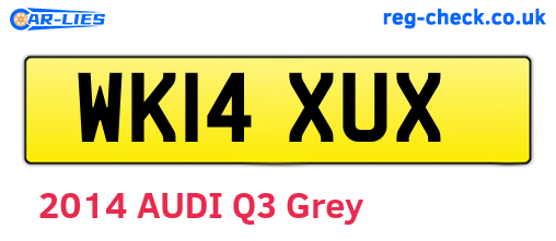 WK14XUX are the vehicle registration plates.