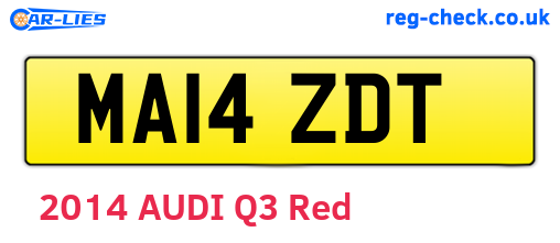 MA14ZDT are the vehicle registration plates.