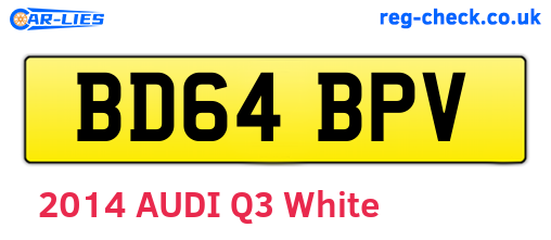 BD64BPV are the vehicle registration plates.
